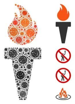 Torch Fire Collage of Covid Virus Elements Stock Illustration