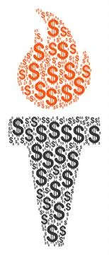 Torch Fire Collage of Dollar 스톡 일러스트