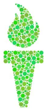 Torch Fire Collage of Dots 스톡 일러스트