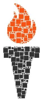 Torch Fire Collage of Squares and Circles 스톡 일러스트