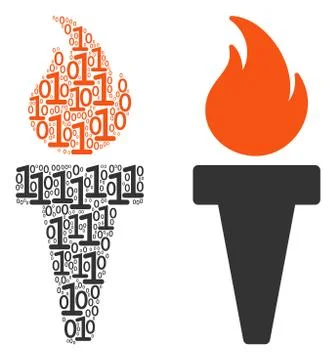 Torch Fire Composition of Binary Digits Illustrazione stock