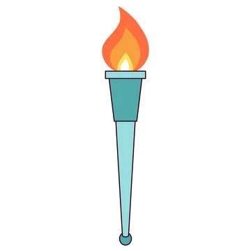 Torch with fire flat icon Stock Illustration