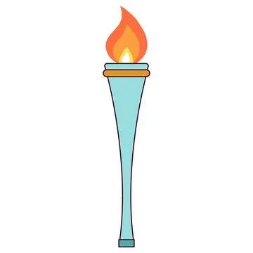 Torch with fire flat icon Stock Illustration