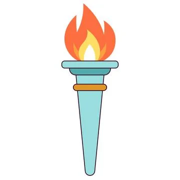 Torch with fire flat icon Illustrazione stock