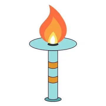 Torch with fire flat icon Stock Illustration