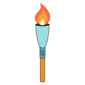 Torch with fire flat icon Stockillustratie