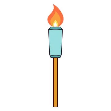Torch with fire flat icon Stock Illustration