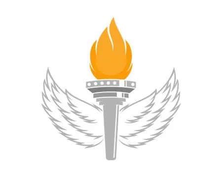 Torch fire with gray wings beside 스톡 일러스트