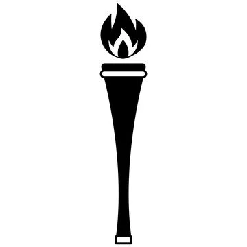 Torch with fire line icon Illustrazione stock