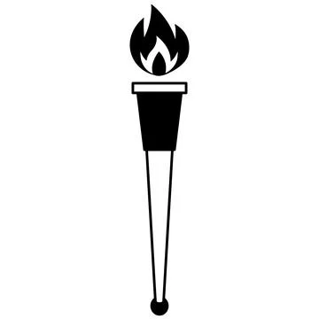 Torch with fire line icon Stock Illustration