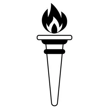 Torch with fire line icon Illustrazione stock
