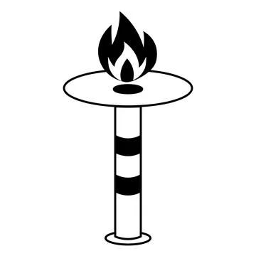Torch with fire line icon Stock Illustration