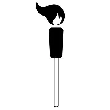 Torch with fire line icon Stock Illustration
