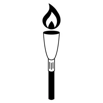 Torch with fire line icon Stock Illustration