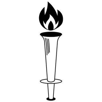 Torch with fire line icon Stock Illustration