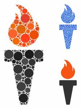 Torch Fire Mosaic Icon of Round Dots 스톡 일러스트