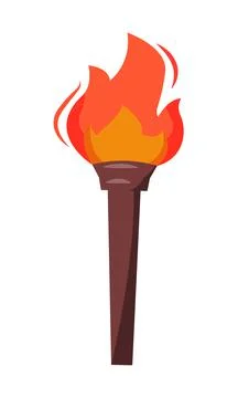 Torch with fire semi flat color vector object Stock Illustration