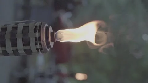 Torch fire Vertical 9x16 in slow-mo Stock Footage 293808745