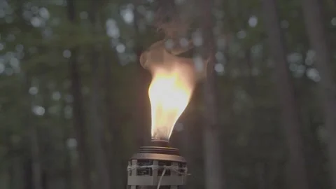 Torch fire Vertical 9x16 in slow-mo Stock Footage 293808769