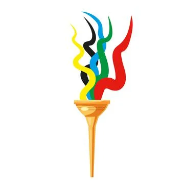 Torch with five colors flame, cup, symbol sport games. Icon vector Stock Illustration