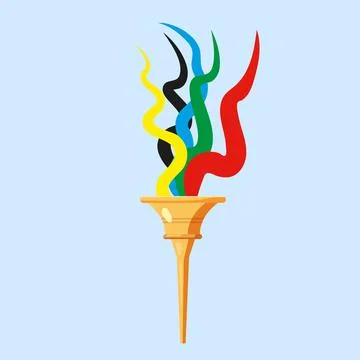Torch with five colors flame, cup, symbol sport games. Icon vector Illustrazione stock