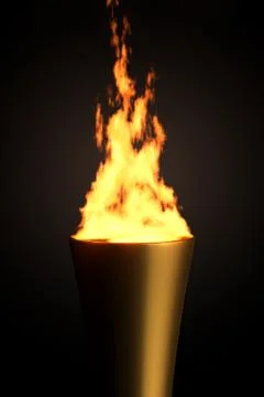 Torch with Flame, 3D Rendering Illustrazione stock