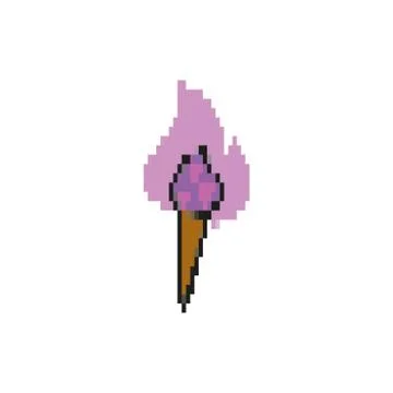 Torch flame 8 bits pixelated style icon 스톡 일러스트