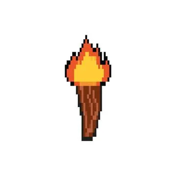 Torch flame 8 bits pixelated style icon 스톡 일러스트