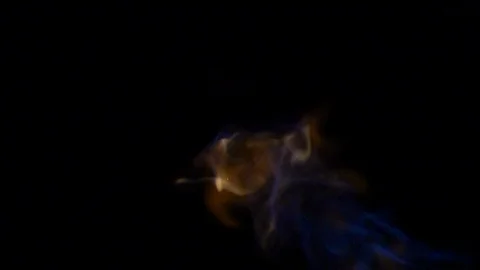 Torch flame.  Blue to yellow flames billow swirl and flickers away. Stock Footage 96431964