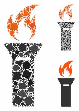 Torch flame Composition Icon of Joggly Elements Stock Illustration