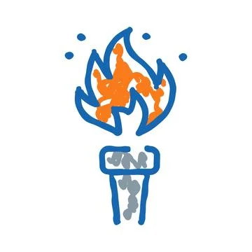 Torch flame icon graphic design concept drawing Stock Illustration