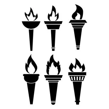 Torch flame icon on white background. torch logo. the symbol of victory sign. Stock Illustration