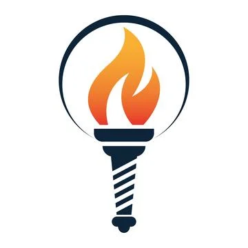 Torch Flame Light Logo Design Power Energy Vector Illustrazione stock