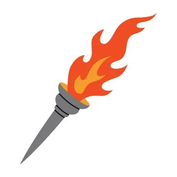 Torch with flame. Trendy modern vector illustration isolated on white backg.. Stock Illustration
