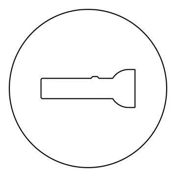 Torch Flashlight Light device icon in circle round black color vector illustr Stock Illustration