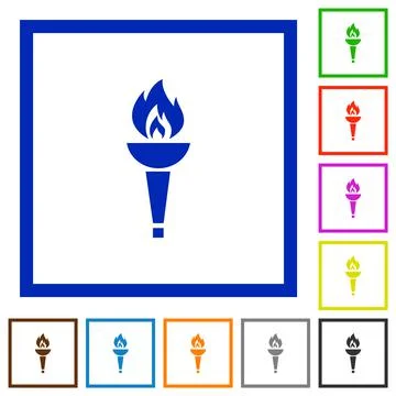 Torch flat framed icons Illustrazione stock