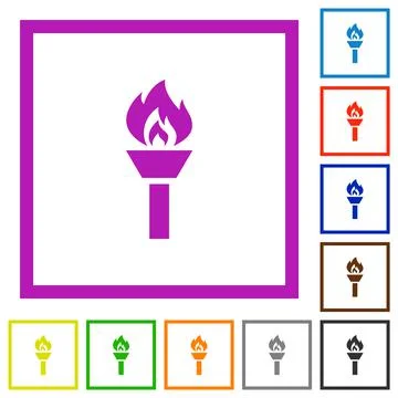 Torch flat framed icons Illustrazione stock