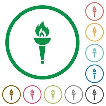 Torch flat icons with outlines Stock Illustration
