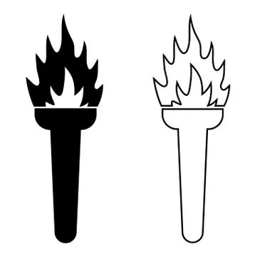 Torch icon with a burning fire. Road lighting. Isolated vector on white Stock-Illustration