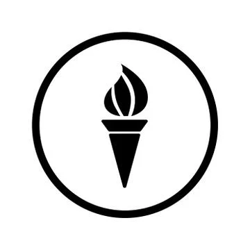 Torch Icon in Circle line - vector iconic design Stock Illustration