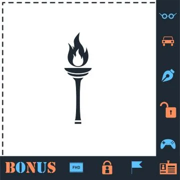 Torch icon flat Stock Illustration