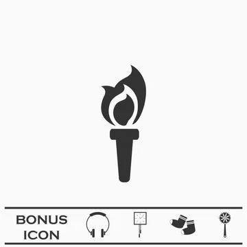 Torch icon flat. Stock Illustration