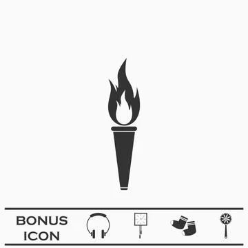 Torch icon flat Stock Illustration