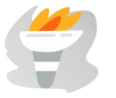 Torch icon isolated on blurred gray background. Bright tongues of fire. Sport Stock Illustration