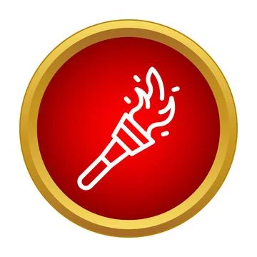 Torch icon in red and gold frame Stock Illustration