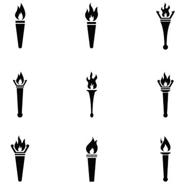 Torch icon set Illustrazione stock