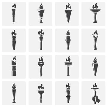 Torch icons set on background for graphic and web design. Simple illustration 스톡 일러스트