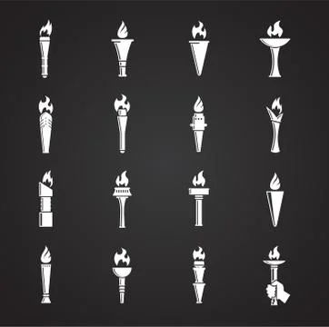 Torch icons set on background for graphic and web design. Simple illustration Ilustração Stock