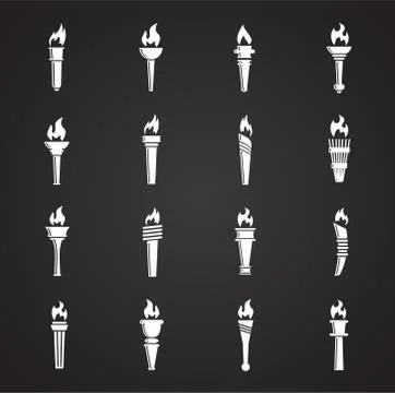 Torch icons set on background for graphic and web design. Simple illustration 스톡 일러스트