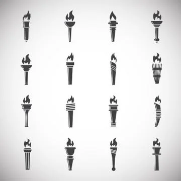 Torch icons set on background for graphic and web design. Simple illustration Illustrazione stock